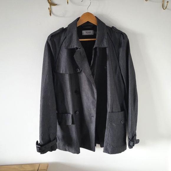 Men's Medium Grey Botton Up Topman Overcoat - Picture 6 of 6